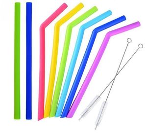 2021 6Silicone Drinking Straws+2 brush+1 bag Drink Tools Reusable Eco-Friendly Colorful Silicon Straw For Home Bar Accessories
