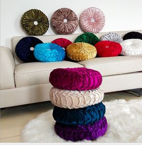 Velvet Pleated Round Pumpkin Throw Pillow for Couch Floor, Cushion Pillow Decorative for Home Sofa Chair Bed Car F1214