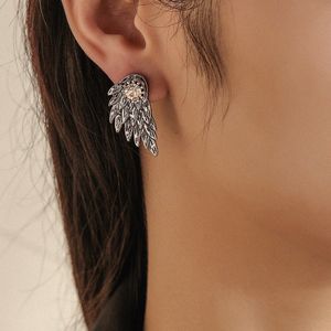 S2700 Fashion Jewelry Retro Stereoscopic Wings Hipster Stud E arrings Inlaid Diamond Beautiful Angel Wing Earrings