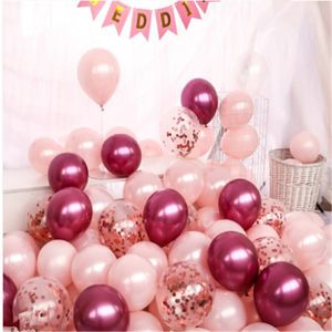 10/20pcs 10inch transparent rose gold confetti balloons pearl pink balloons wedding birthday party decor chrome metallic globos Y0107
