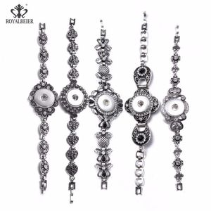 Charm Bransoletki Royalbeier 5 sztuk / partia Est Design 18mm Snap Button Bransoletka Ze Stali Nierdzewnej Miłość Kwiaty Kwiaty Charms DIY Dla Kobiet SZ0563