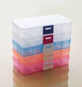 Schneller Versand 600 Stück verstellbare, transparente Kunststoff-Aufbewahrungsbox mit 10 Fächern für Schmuck, Ohrring-Werkzeugbehälter