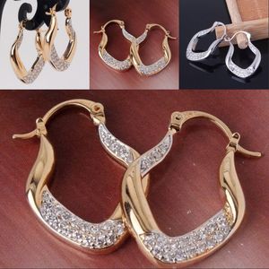 Inlaid Rhinestone Statement Huggie Earrings Geometry Lady Gold Silver Plated Earring Women Fashion Irregular Jewelry Accessories 3 6yb G2