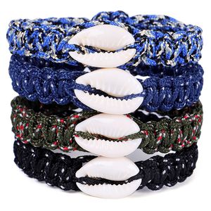 New Fashion Men and Womens Handmade Knitting Paracord Link Bracelet Natural Shell Charm Bracelets