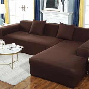 Wholesale sofa sets for living room for sale - Group buy Solid Color Elastic Sofa Cover Spandex Modern Polyester Corner Sofa Couch Slipcover Chair Set Protector Living Room Universal LJ201216