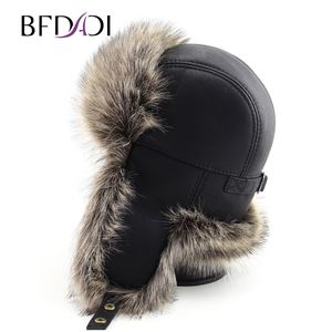 Bfdadi منفذها القبعات فو الفراء الأذن اللوحات كاب قبعة الروسية الشتاء earflap إبقاء قبعات الثلوج الدافئة 59-60 سنتيمتر Y200110