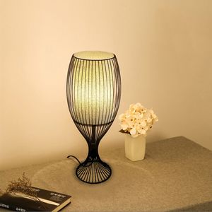 Modern Minimalist Metal Paint Hollow Diamond Design Cloth Table Lamp E27 LED Living Room Bedroom Decor Desk Light