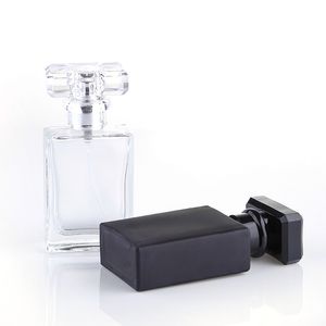 50ML Glass Refillable Perfume Bottle Square Portable Atomizer Empty Bottle with Spray Applicator For Travel Pack high-end cosmetics V1