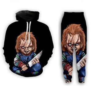 Nowe Mężczyźni / Kobiet Halloween Horror Movie Dziecko Play Chucky Funny 3D Drukuj Dresy Moda Hip Spodnie + Bluzy MH067