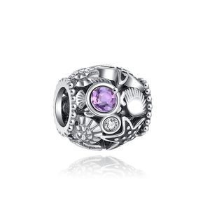 Najlepszy projektant Brand Nowy 925 Sterling Srebrny Purple Sister Sister Mom South Hanging Butterfly Heart Beads odpowiednie do bransoletki Pandoras Małe akcesoria