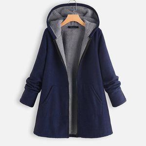 ZANZEA Kadınlar Sonbahar Kapüşonlu Uzun Kollu Polar Kalın Ceket Kış Dış Giyim Rahat Hoodies Ceketler Vintage Fermuar Palto Artı Boyutu T200114