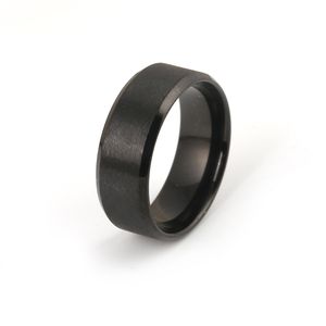 Aço Inoxidável Simples Design Plain Band Anéis De Ouro Black Banhado Anéis De Casamento Para Homens Trendy Mulheres Jóias