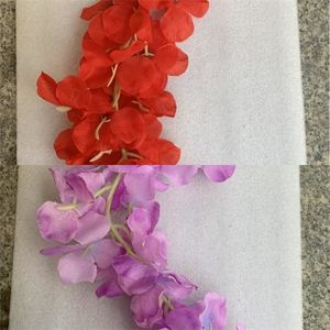100 pçs / lote 24 cores artificiais flor wisteria flor videira vine casa jardim parede pendurado rattan diy festa decoração casamento c1203