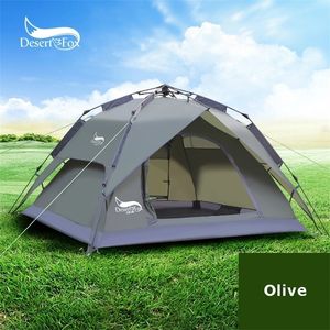 砂漠の自動テント3-4人のキャンプのテント、簡単な即座のセットアップの保護のためのバックパッキング、旅行、旅行、ハイキング220216