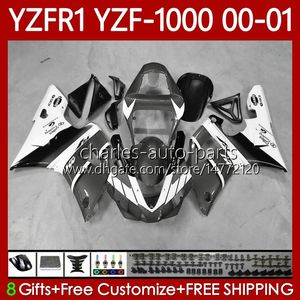 Karosserie-Kit für Yamaha YZF-1000 YZF-R1 YZF1000 YZFR1 00 01 02 03 Karosserie 83No.150 YZF Weiß Grau R1 1000CC 2000-2003 YZF 1000 CC R 1 2000 2001 2002 2003 Motorradverkleidung