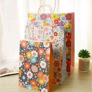 30 pçs / lote Floral Party Favor Papel Sacos de Papel Lida de Flor Impressão Kraft Bag para Aniversário de Casamento H1231