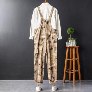 Herren Jeans Herren Desert Camouflage Print Taschen Cargo Latzhose Lose Gerade Overalls Casual Pants1251k