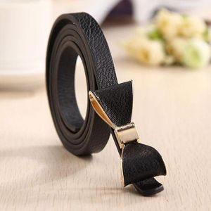 Wholesale tie belt resale online - PU Leather Women s Casual Bow Tie Belt Fashion Candy Belt Sweet Thin Female Buckle Brief All Match Strap Dress Accessories1