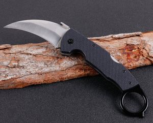 High Quality F98 Folding Blade Claw Knife Karambit 440C 58HRC Satin Blade G10 Handle Outdoor Tactical Folder Knives With Retail Box