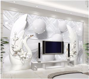 Anpassad tapet 3D Mural Luxury European Swan Soft BALL BALL 3D STEREO TV BAKGRUND Väggpapper Heminredning tapeter