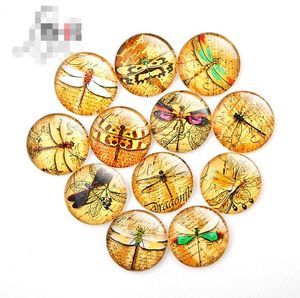 Craft Tools Hot animal insect Dragonfly Design round crystal glass refrigerator with magnetic adhesive on the back. Various decorations are available