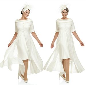 Modest Joyceyoung Collection Jewel Half Sleeve Mor till brudklänningen med jacka Satin Crystal Mother Dress Formal Aftonklänningar