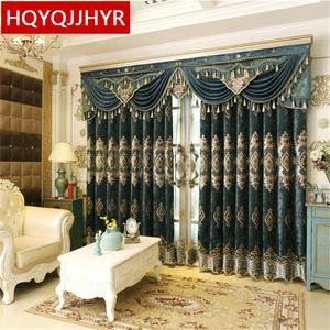 European high quality chenille green embroidered curtains for living room windows classic luxury elegant curtain for bedroom LJ201224