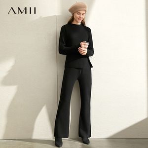 AMII минималистский внешний стиль вязания досуга костюм женская пружина нового дна топ микро динамика брюки двух частей набор 11970668 201119