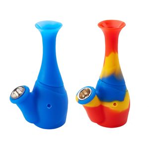 Mini Silikon Renkli Taşınabilir Katlanır Geri Dönüşüm Bong Sigara Cam Su Bongs 155 mm