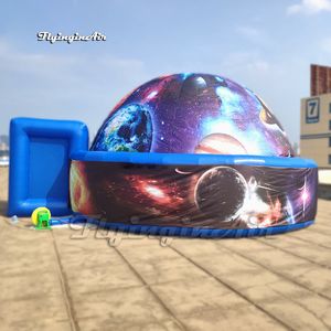 Barraca inflável temático espacial 10m Planetarium ar soprando a cúpula Igloo com planetas impressos para evento de exposição e partido