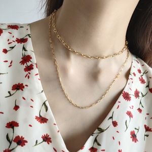 925スターリングシルバーヘビーデューティ18Kゴールドチョーカーチェーンネックレス完成チェーンDIYジュエリー女性シンプルネックレス2デザインQ0531