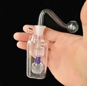 Mini Colorful Glassware Hookah smoking Glass Oil Burner Pipe Bottle with 10mm Bowl Percolater Bubblers Water Pipes Clear Tobacco Bowls Small Smoking Accessories