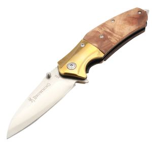 Coltello pieghevole da esterno Browning B55 Gold Tattiche di caccia da campeggio Coltello da sopravvivenza in acciaio al titanio autodifesa