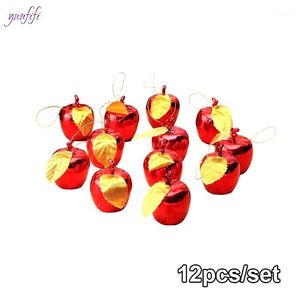 12 pz/set Rosso Mele D'oro Albero Di Natale Pendenti Decorazioni Eventi Del Partito Ciondolo di Frutta di Natale Appeso Ornamento Regalo1