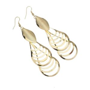 Nytt mode Bohemian Leaf Drop Earring Guldfärg Etnisk stil Långa örhängen för kvinnor mode smycken