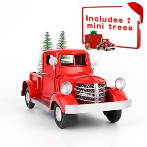 OurWarm Tavolo fai da te Decorazione natalizia Camion rosso vintage Mini Albero di Natale in feltro Babbo Natale Giocattoli per bambini Prodotto di Capodanno Navidad C0125