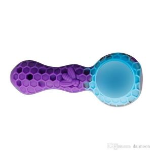 Honeybee Style Silicone glass water pipe with bright color pot can be customized smoking accessiories