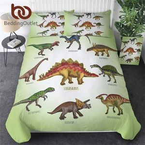 Beddingloutlet Dinozaur Pościel Zestaw Jurajski Drukowane Drukowane Kołdry Zestaw Pokrywy Setgosaurus Bedclothes dla chłopców Cartoon 3szt Home Textiles 201114