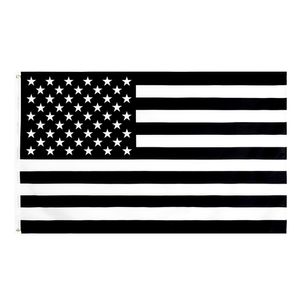 Schwarze amerikanische Flaggen, 90 x 150 cm, 100D-Polyester-Banner für drinnen und draußen, lebendige Farben, hohe Qualität, mit zwei Messingösen