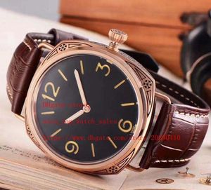 Super 3 Style 45 mm Black Dial P 3000 Mechnaical Automatic Bak Transparent Carving Watchcase Hög kvalitet PM Mens Klockor