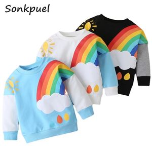 Barn Hoodies Baby Boy Girl Rainbow Långärmad Sweatshirts Vår Höst Barn Bomull Sport Toppar Utomhus Sweatshirt 1-6Years 220309