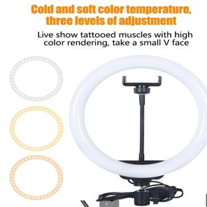 Dimmable LED Studio Lighting Ring Light Photo Phone Video Lights Annular Lampa Med Stativ Selfie Stick För Canon Nikon Kamera