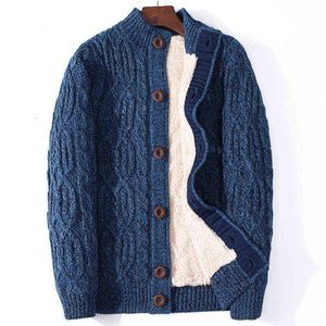 Vinter cardigan man förtjockad varm ull cashmere vinterrockar tröja män kläder Outwear storlek 4XL 5XL 6XL 7XL 211221