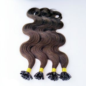 Punta U Pre Bond Fusione della cheratina Estensione dei capelli umani Capelli Remy 50g 70g 100 g/lotto Punta del chiodo dell'onda del corpo brasiliana Presa di fabbrica