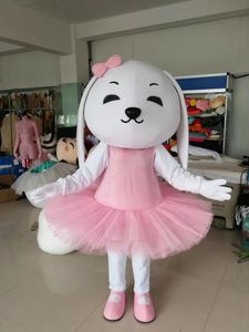 Hot High Quality Real Pictures Ballet Bunny Mascot Kostym Gratis frakt