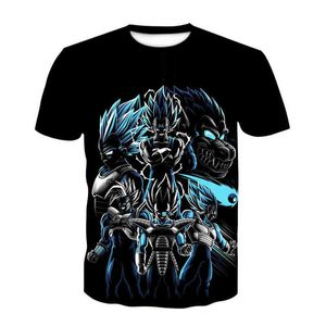 アニメメンズTシャツメンズアニメ原宿3Dシャツ夏のファッション半袖ブラックOネックトップスボーズ服ストリートファッションG1222