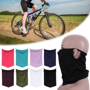 Cykla kepsar Masker Solid Färg Vandring Scarves Headwear Sport Bandana Is Silk Neck Tube Men Kvinnor Camping med öronkrok Balaclava Cover
