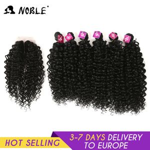Wholesale synthetic curly weave resale online - Noble Synthetic Hair Weave inch Pieces Afro Kinky Curly Hair Bundles With Closure African lace For Women hair Extensi Q1128