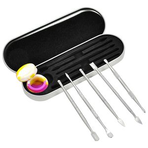 Sliver Rainbow Tool Kit For Dry Herb Dab tools Wax Dabber With Silicone Container Titanium Nail Smoking Accessories AC166