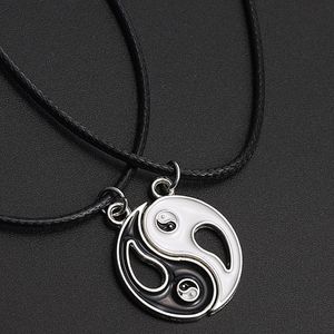 20pc/10sts Matching Best Friends Puzzle Ying Yang BBF Pendant Friendship Couple Leather Rope Necklace for Gift
